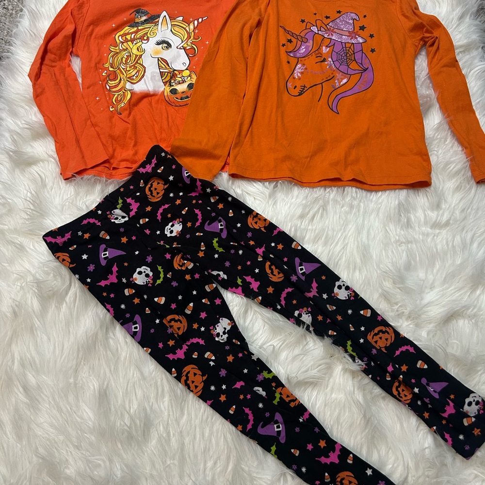 Kids Halloween Unicorn Costume Set - Orange and Black